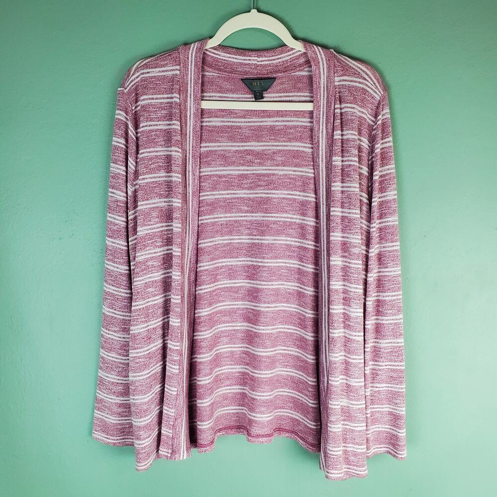 Mix by 41 Hawthorn Pink Striped Open Front Long Sleeve Cardigan Size XL